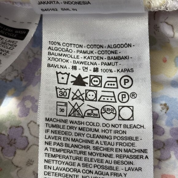 Levis Womens L Floral Smocked Mini Dress With Puff Sleeves & Pockets Coquette - Picture 9 of 9